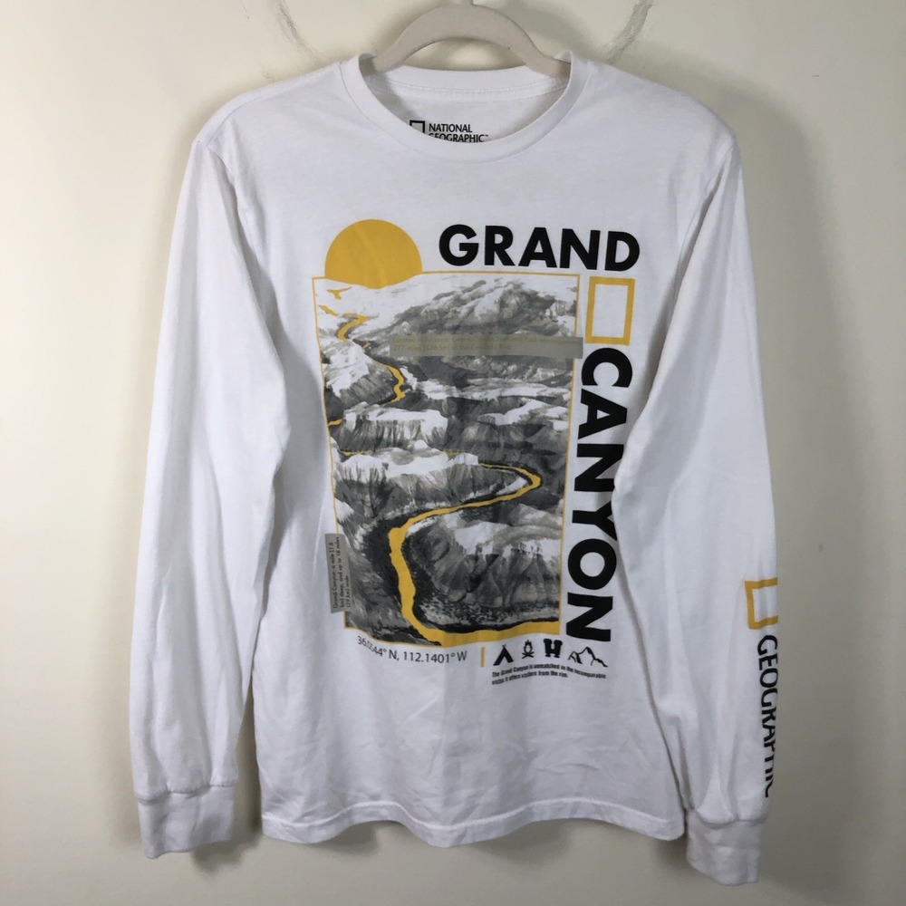 Grand Canyon National Geographic Long Sleeve Shirt Men's Sz S White